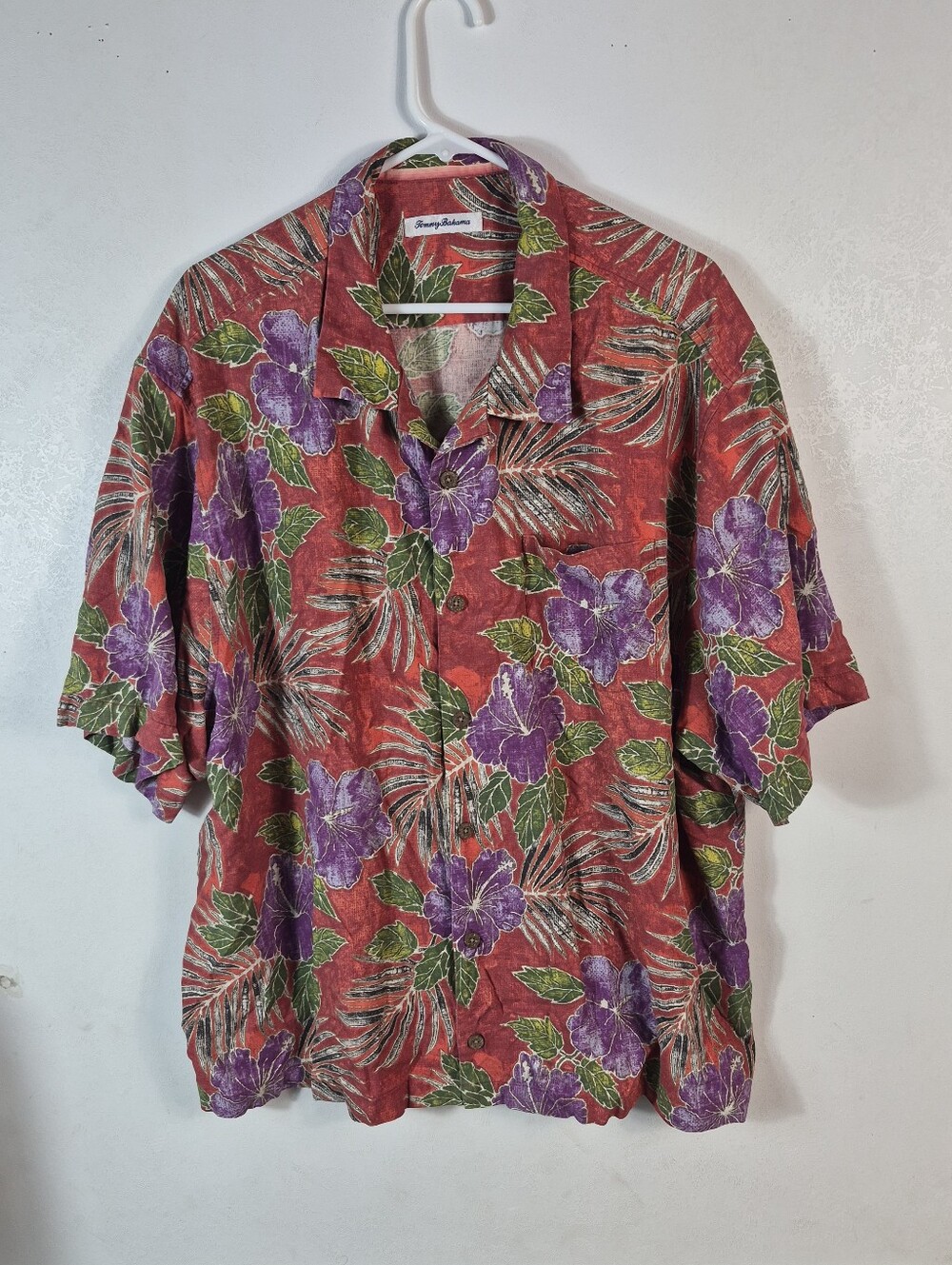 Tommy Bahama Men's Short Sleeve Button Down Shirt Hawaiian Floral 2XL